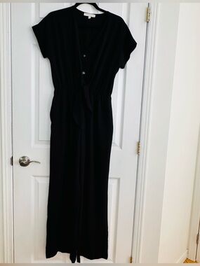 Monteau Black Jumpsuit with Gold Logo Label